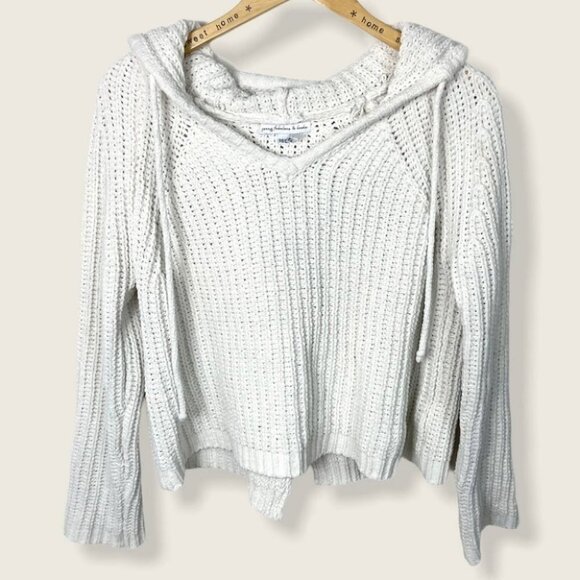 Young Fabulous‎ and Broke Chenille Crop Sweater Hoodie White Size Medium Large - Picture 11 of 11